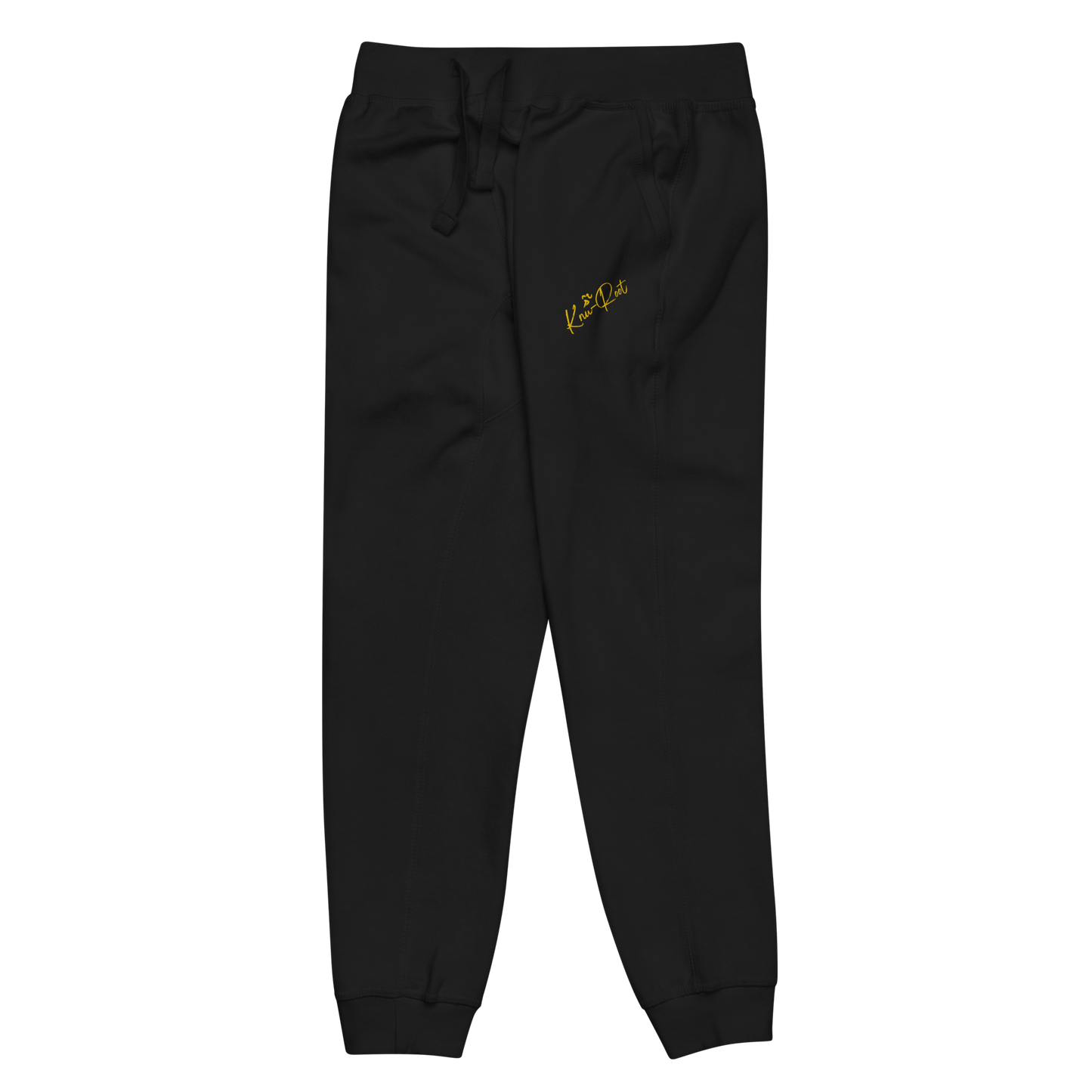 KnuRoot Embroidered Black Unisex Fleece Sweatpants